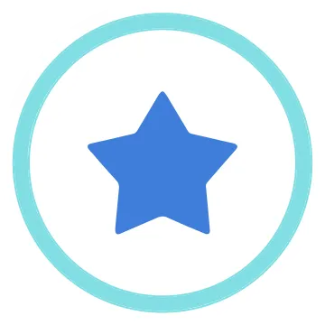 Blue star icon inside a teal circle.